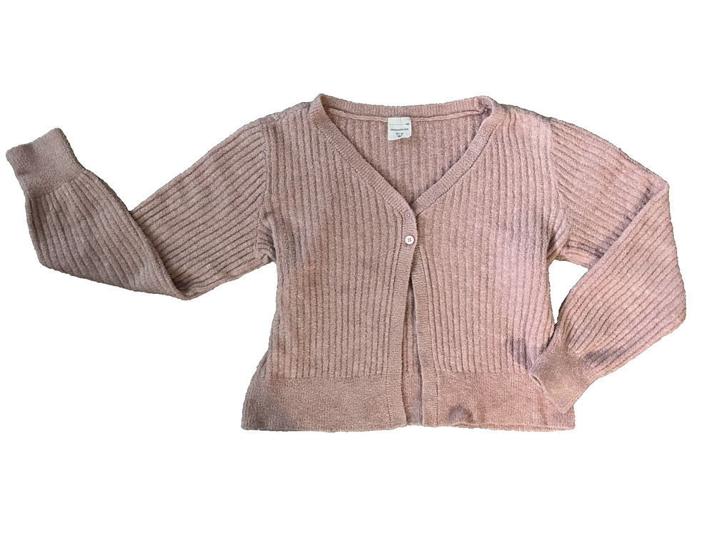Girls Junior Abercrombie Kids Size 13/14 Pink Long Sleeve Button Cardigan Preppy
